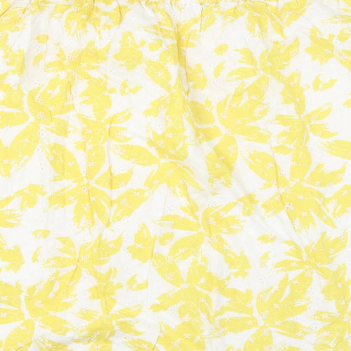 Marks and Spencer Womens White Floral Cotton A-Line Skirt Size 20