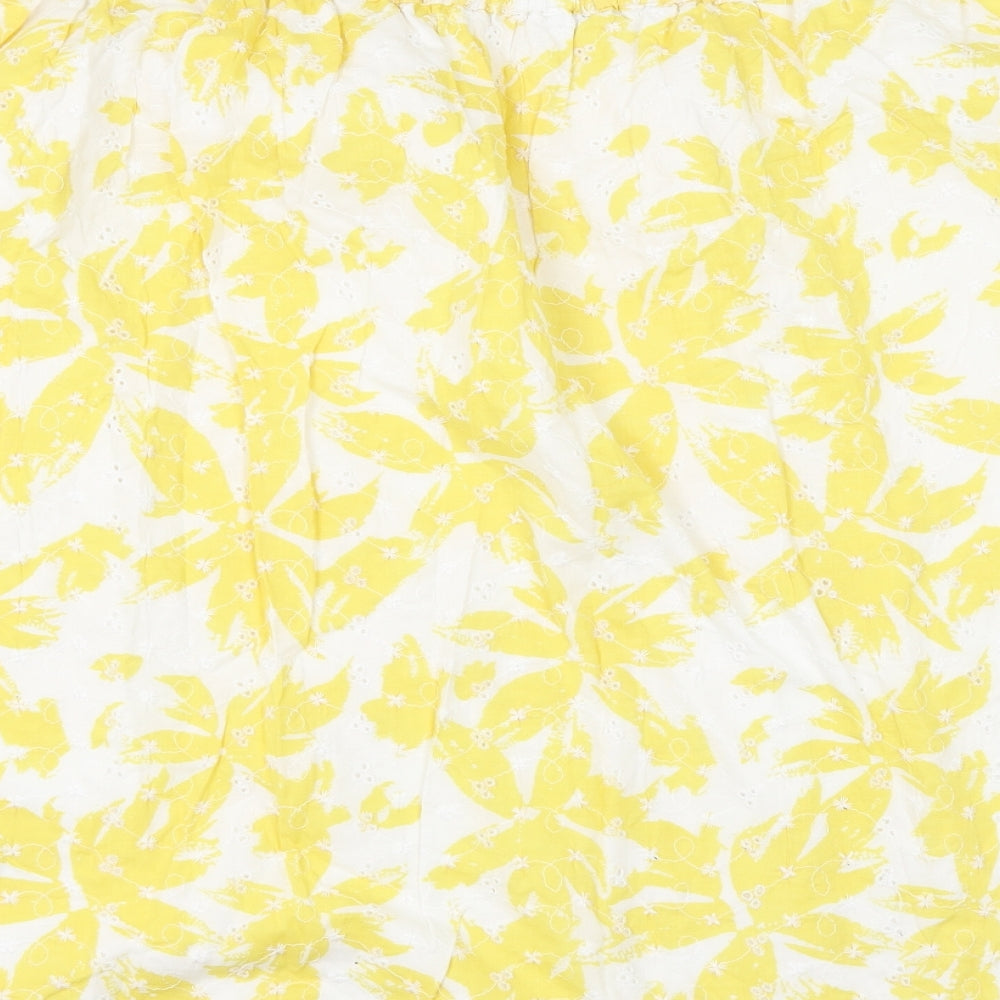 Marks and Spencer Womens White Floral Cotton A-Line Skirt Size 20