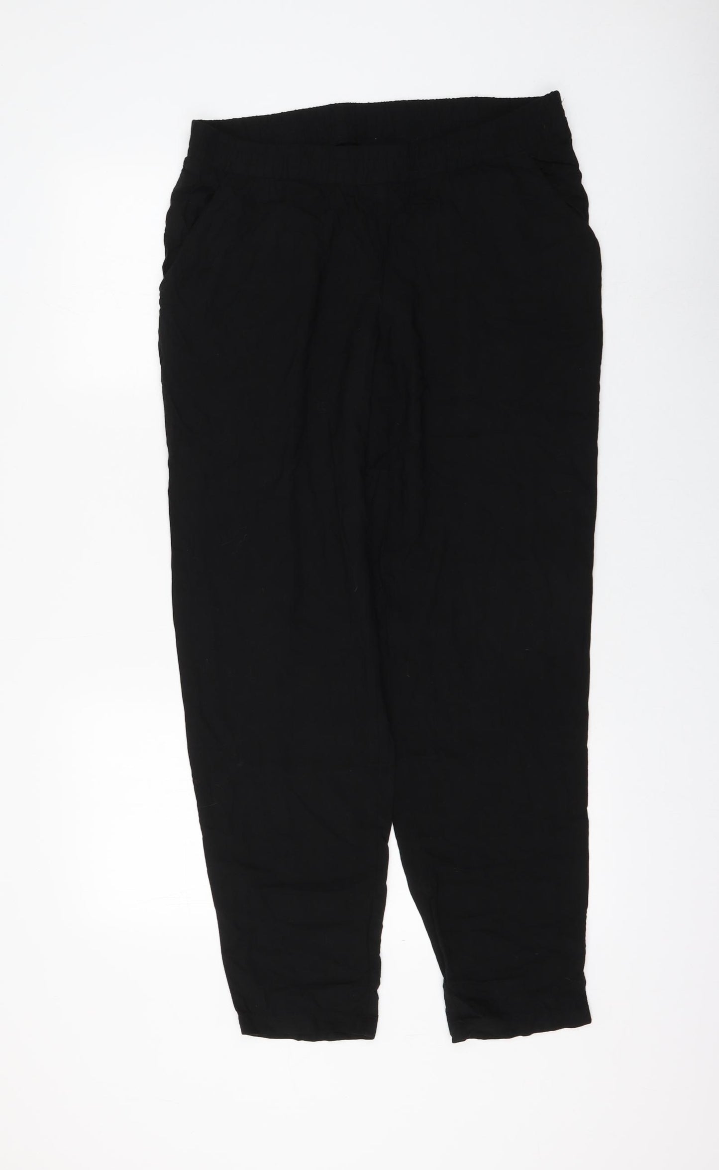 H&M Womens Black Viscose Trousers Size 12 L29 in Regular