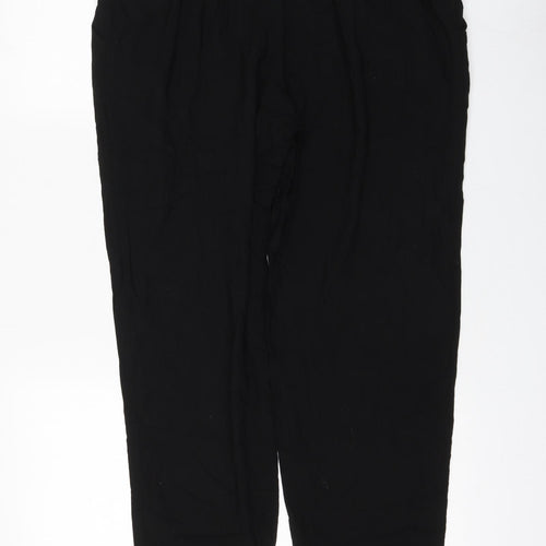 H&M Womens Black Viscose Trousers Size 12 L29 in Regular