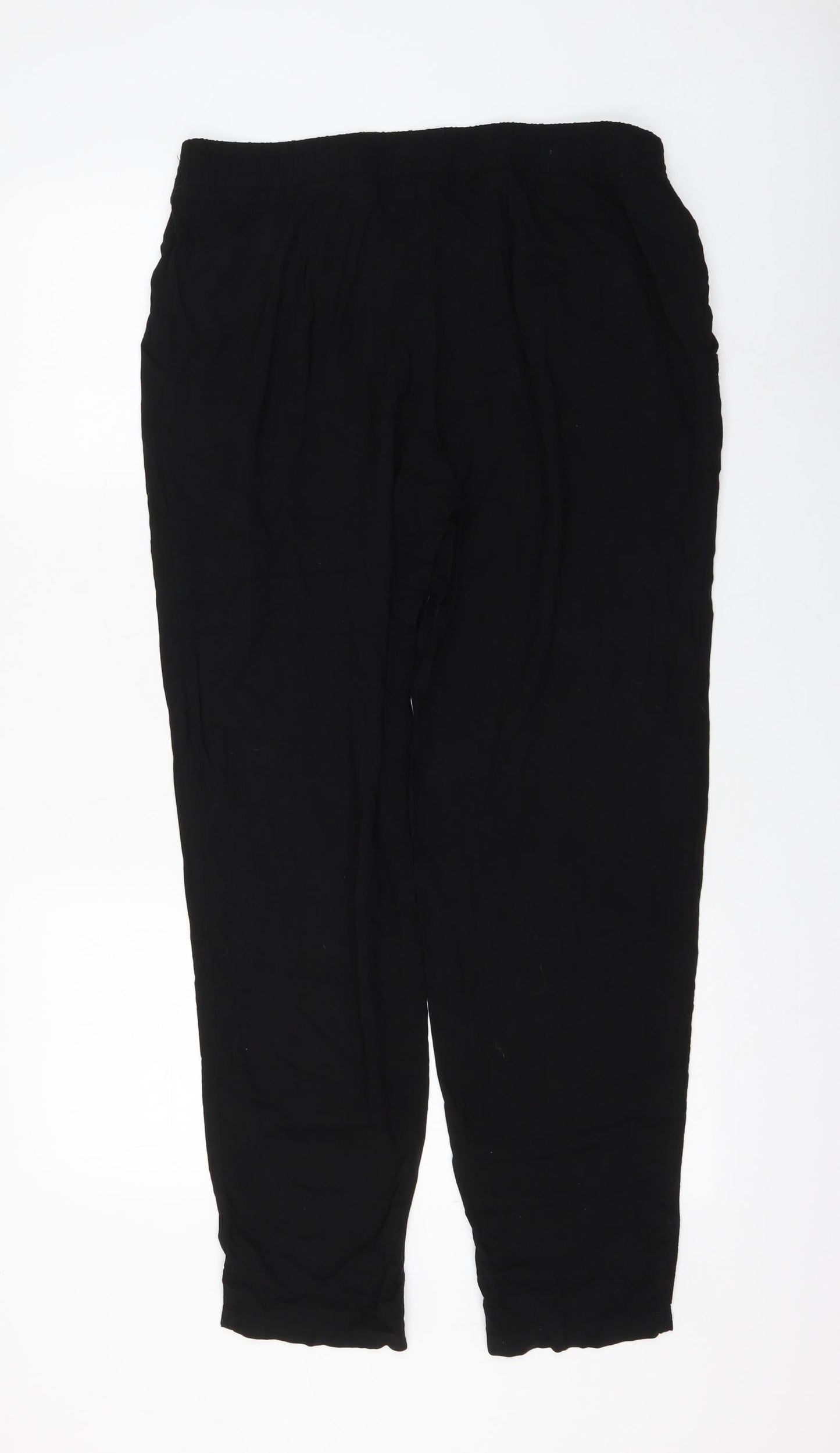 H&M Womens Black Viscose Trousers Size 12 L29 in Regular