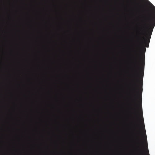 BASSINI Womens Purple Polyester Basic Blouse Size 16 V-Neck