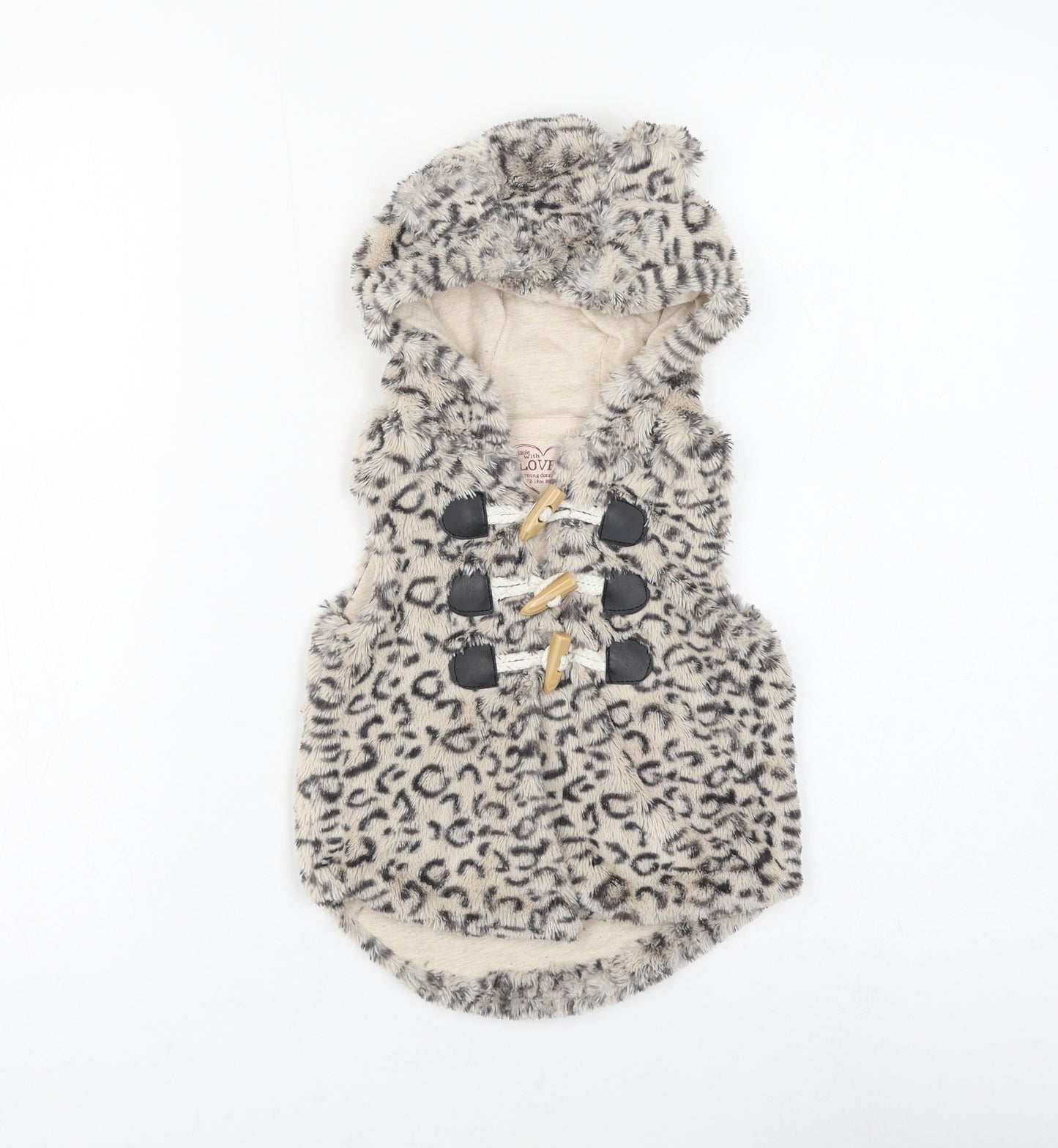 Primark Girls Brown Animal Print Gilet Jacket Size 12-18 Months Hook & Loop - Leopard Print