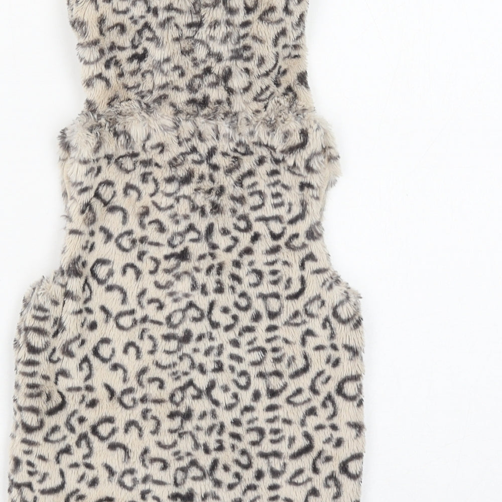 Primark Girls Brown Animal Print Gilet Jacket Size 12-18 Months Hook & Loop - Leopard Print