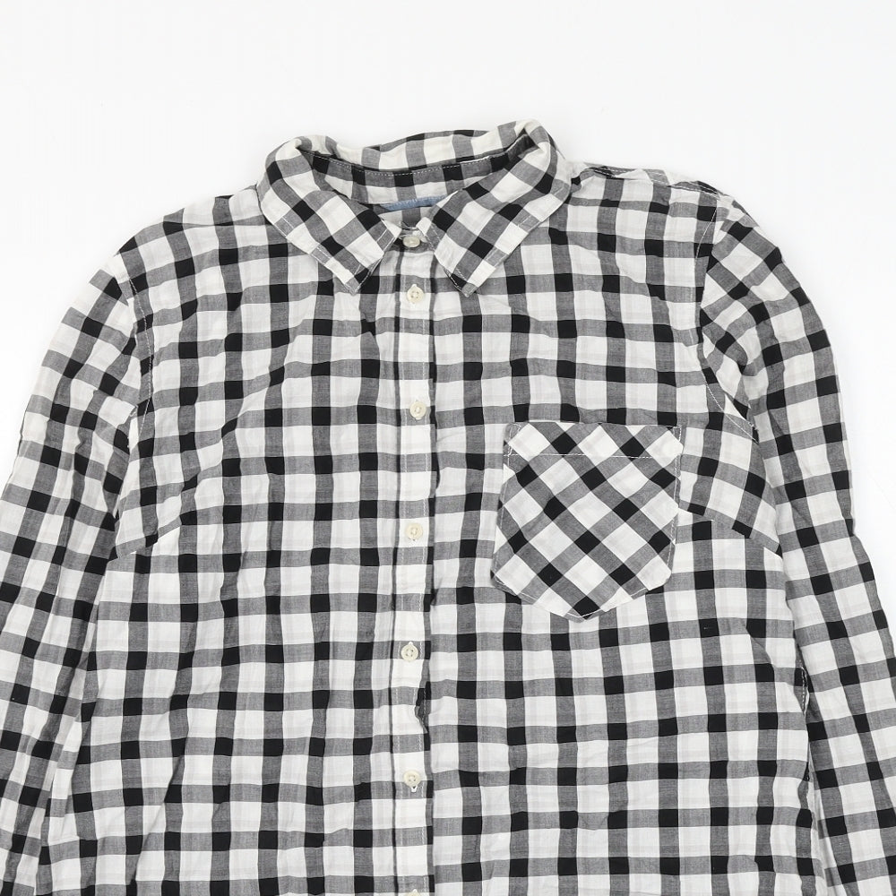 Merona Mens White Check Cotton Button-Up Size M Collared Button