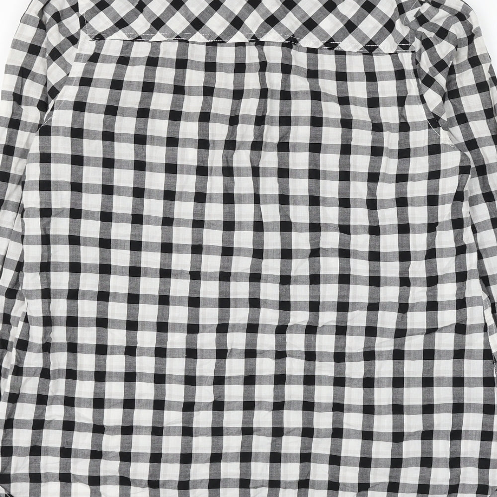 Merona Mens White Check Cotton Button-Up Size M Collared Button