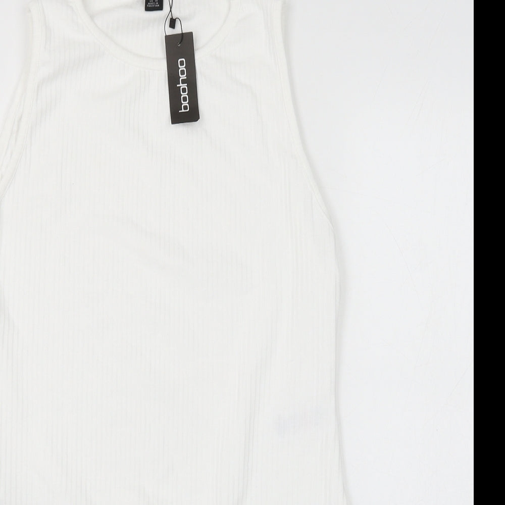 Boohoo Womens White Polyester Bodysuit One-Piece Size 18 Snap