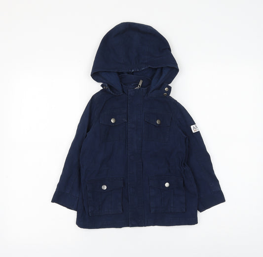 La Redoute Boys Blue Overcoat Coat Size 5 Years Zip