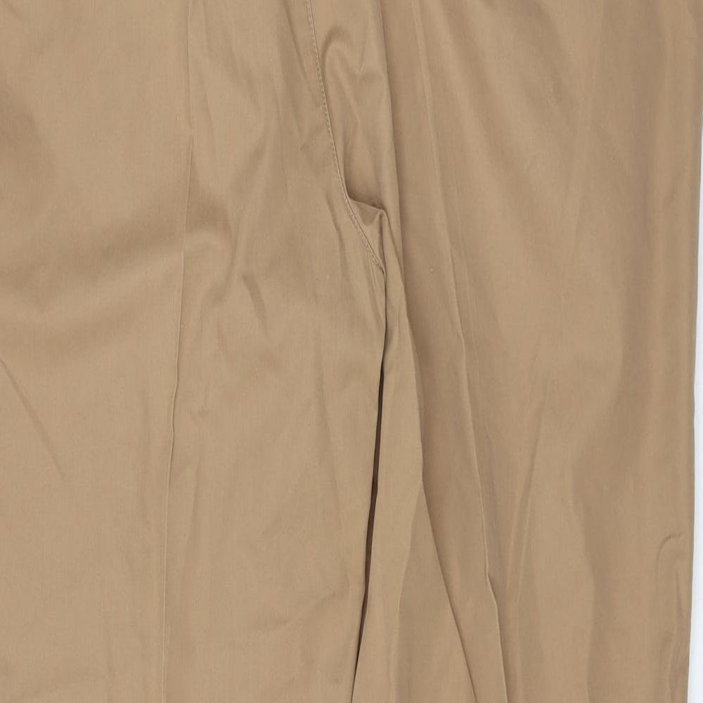 Marks and Spencer Mens Brown Cotton Trousers Size 42 in L29 in Regular Zip