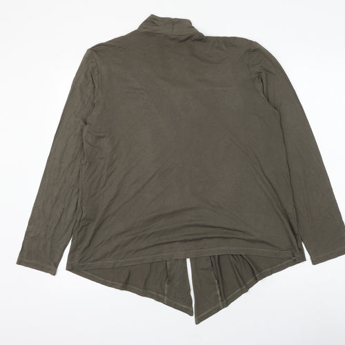 EWM Womens Green Viscose Basic Blouse Size 14 Scoop Neck