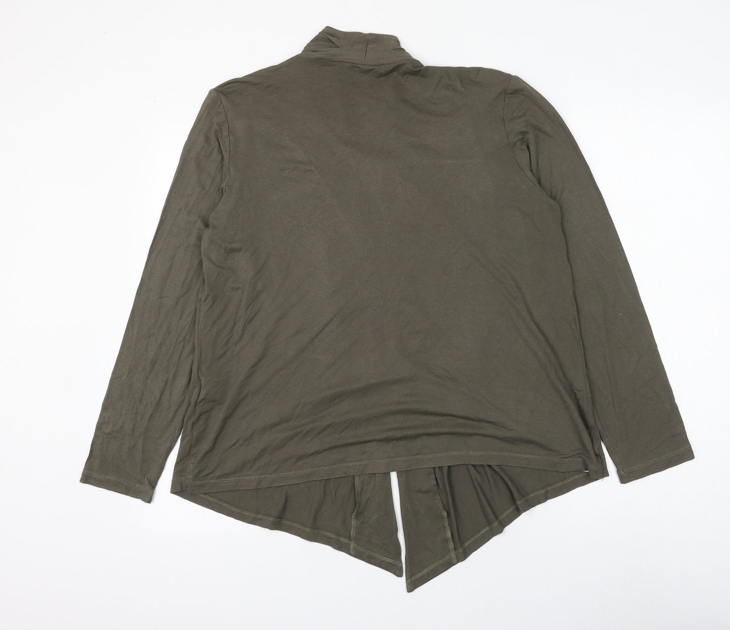 EWM Womens Green Viscose Basic Blouse Size 14 Scoop Neck