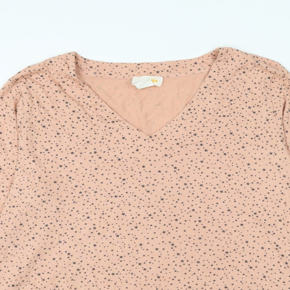 Ambria Womens Pink Geometric Cotton Basic Blouse Size 20 V-Neck - Star