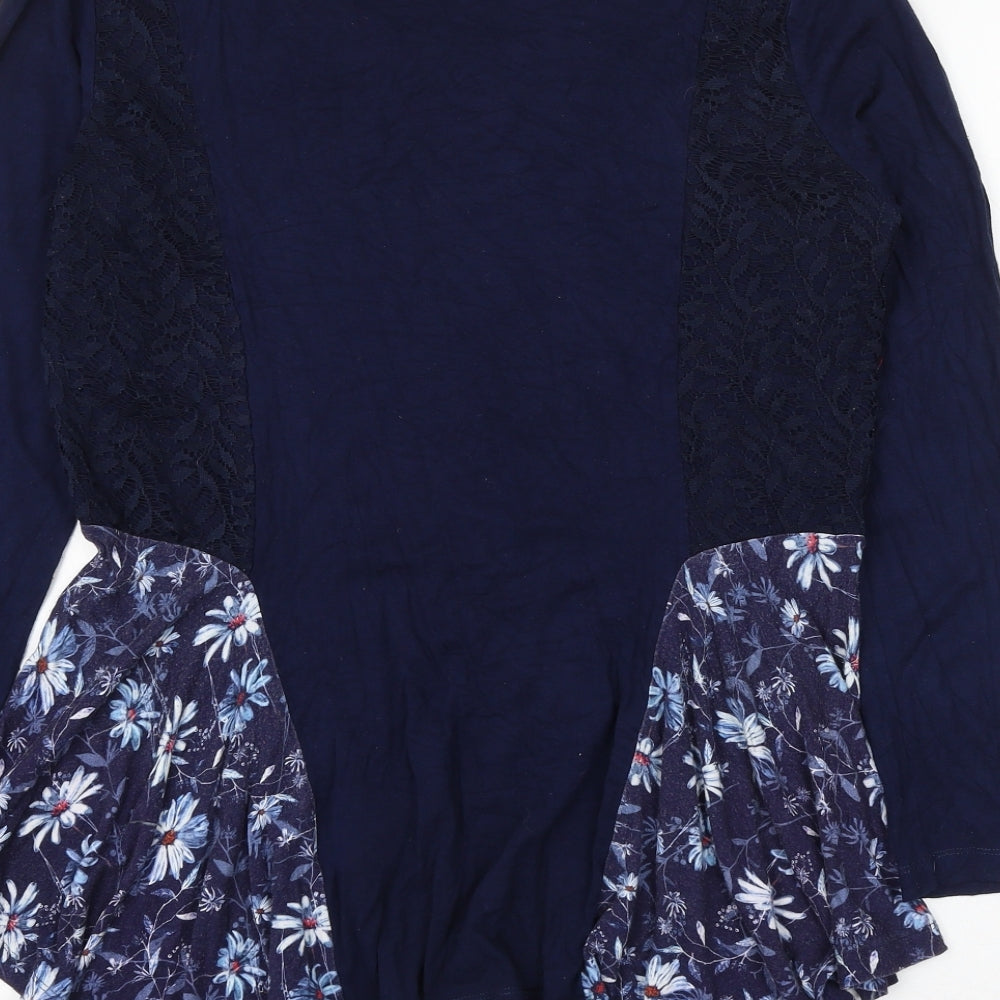 Joe Browns Womens Blue Floral Viscose Basic Blouse Size 14 Square Neck