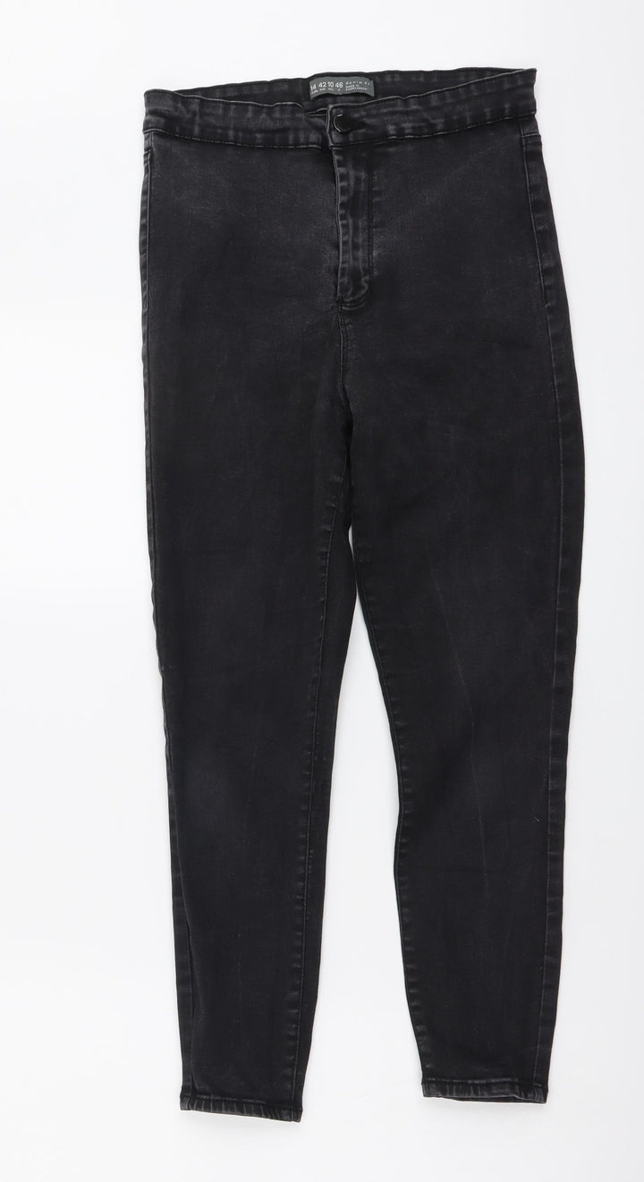 Denim & Co. Womens Grey Cotton Skinny Jeans Size 14 L26 in Regular Button