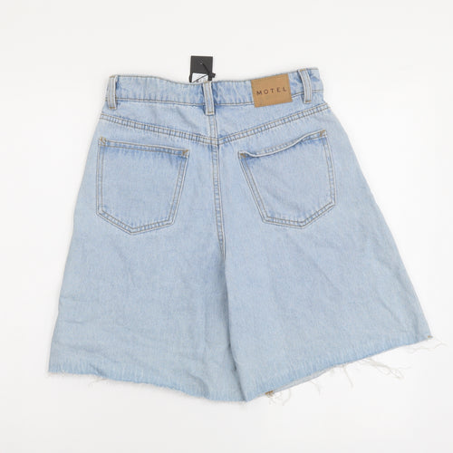 Motel Womens Blue Cotton Bermuda Shorts Size XS L8 in Regular Button