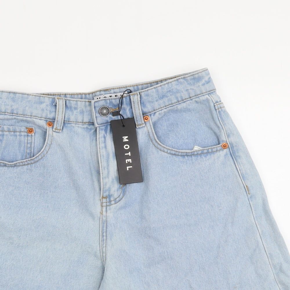 Motel Womens Blue Cotton Bermuda Shorts Size XS L8 in Regular Button