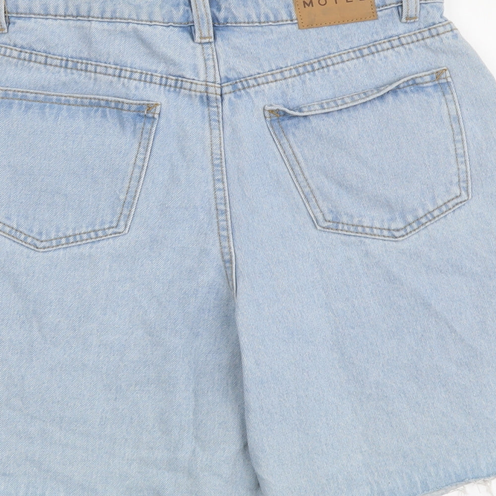 Motel Womens Blue Cotton Bermuda Shorts Size XS L8 in Regular Button