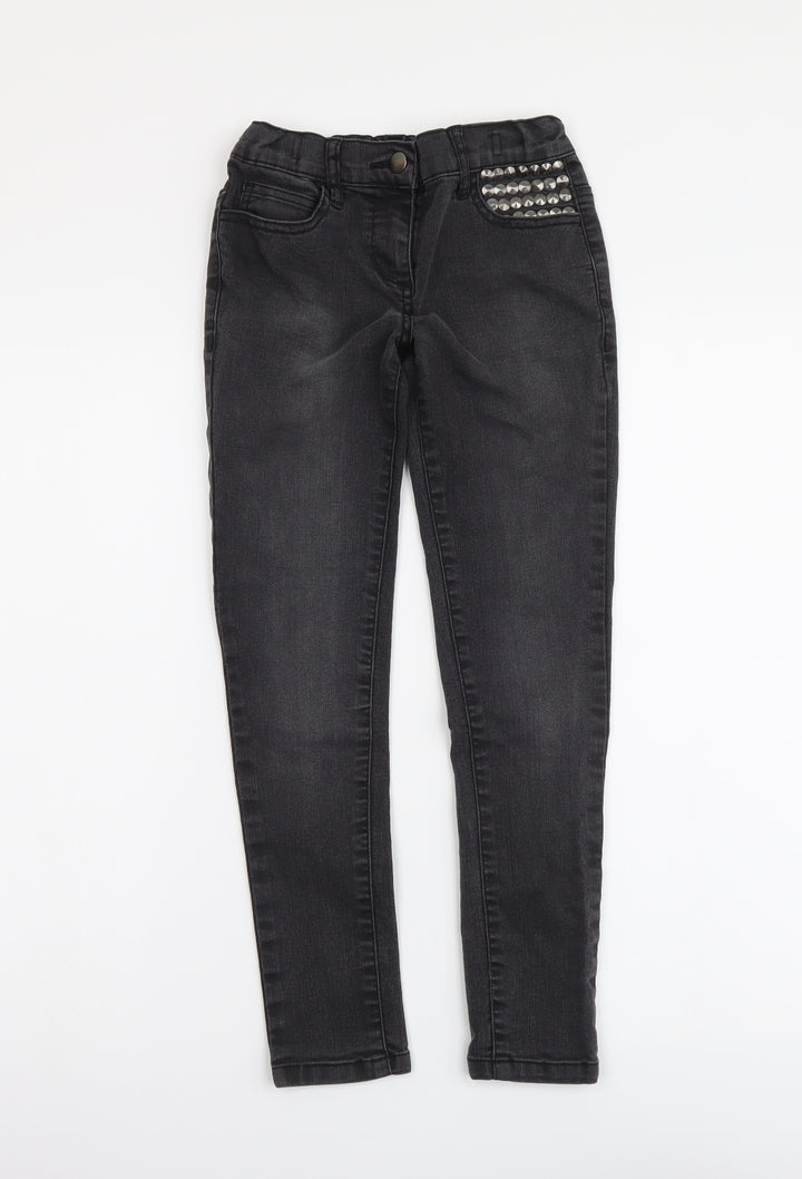Candy Couture Girls Grey Cotton Skinny Jeans Size 9 Months Regular Button