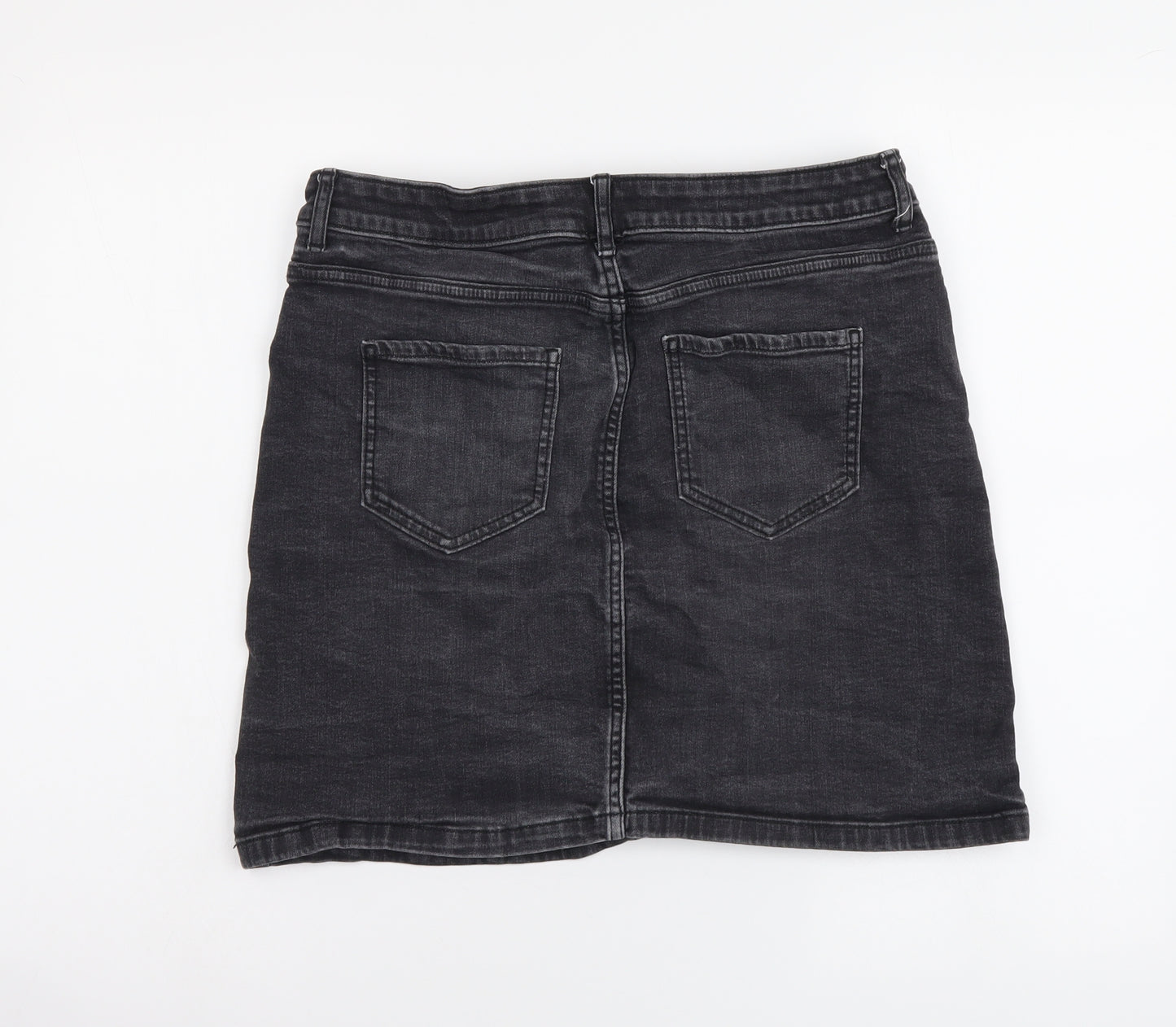 TU Womens Grey Cotton Mini Skirt Size 14 Button