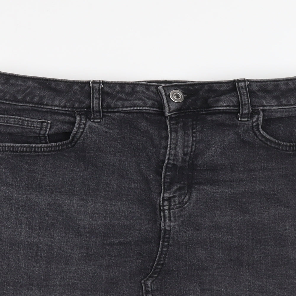 TU Womens Grey Cotton Mini Skirt Size 14 Button