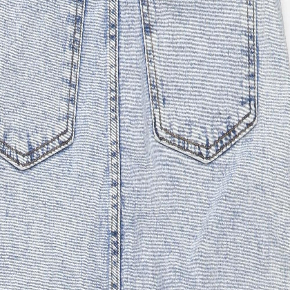 Denim & Co. Womens Blue Cotton Straight & Pencil Skirt Size 8 Button