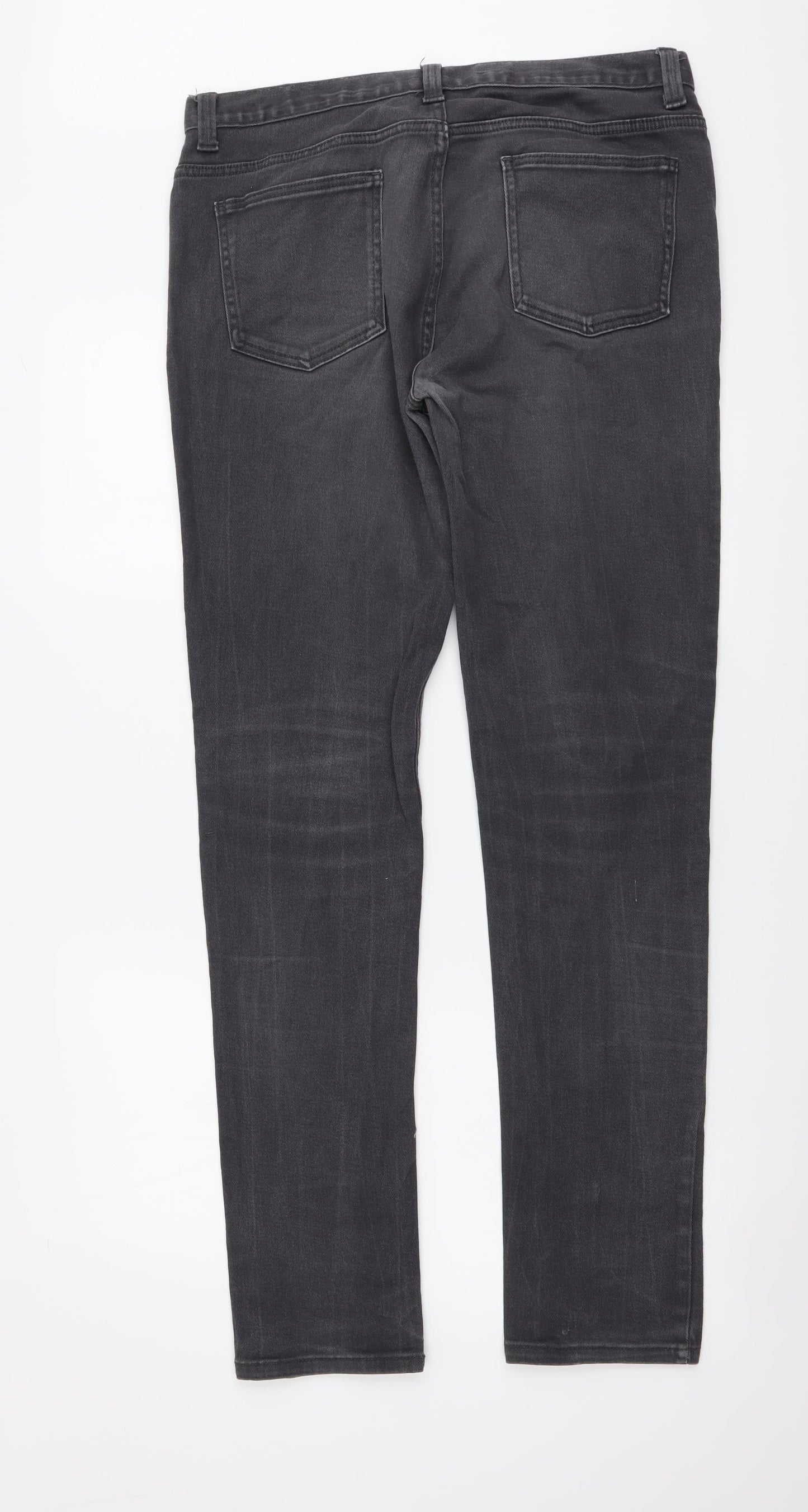 Denim & Co. Mens Grey Cotton Skinny Jeans Size 34 in L34 in Regular Button