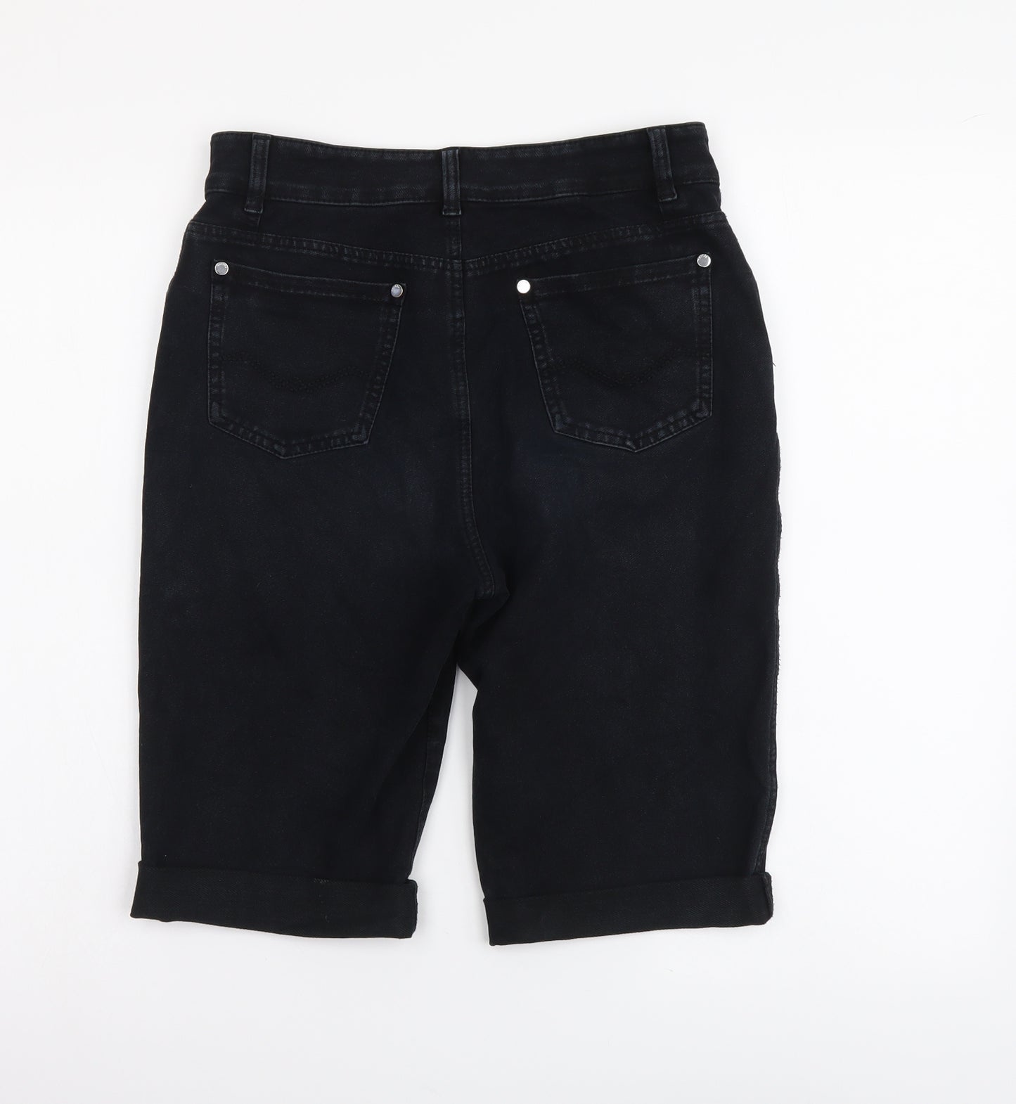 Marabel Womens Black Cotton Bermuda Shorts Size 12 L10 in Regular Button