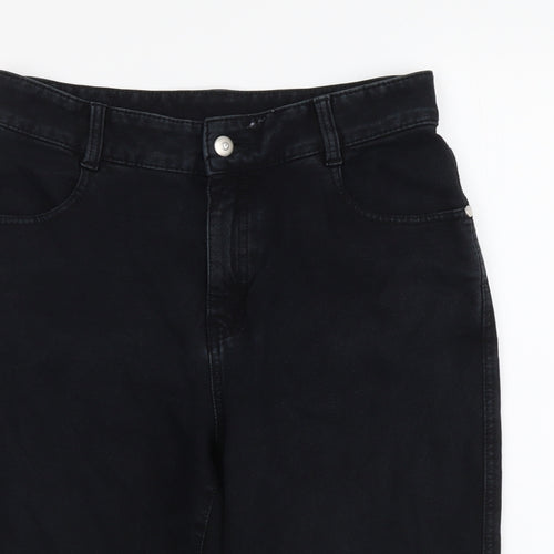 Marabel Womens Black Cotton Bermuda Shorts Size 12 L10 in Regular Button