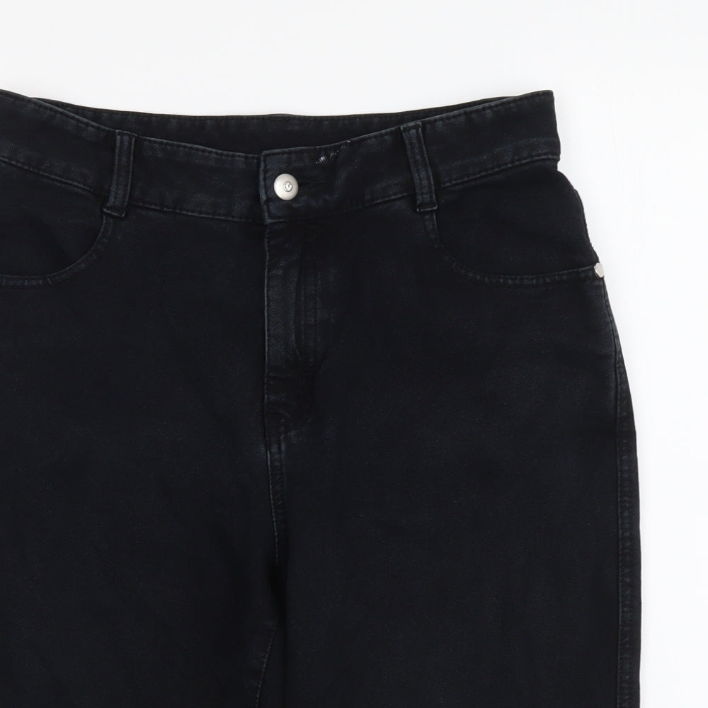 Marabel Womens Black Cotton Bermuda Shorts Size 12 L10 in Regular Button