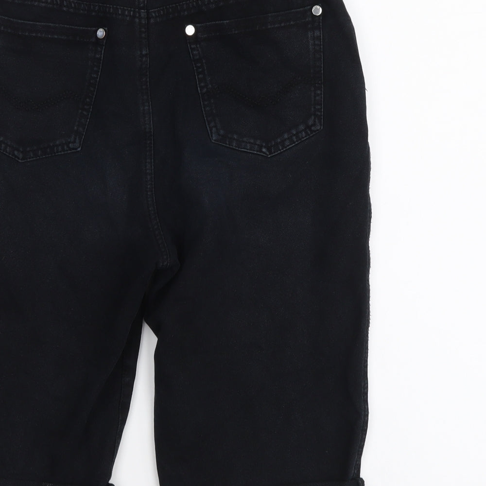 Marabel Womens Black Cotton Bermuda Shorts Size 12 L10 in Regular Button