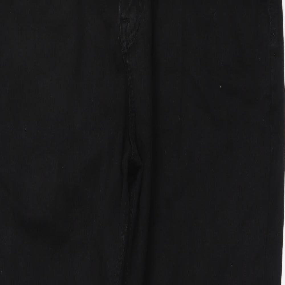 Pull&Bear Womens Black Cotton Straight Jeans Size 16 L28 in Regular Button