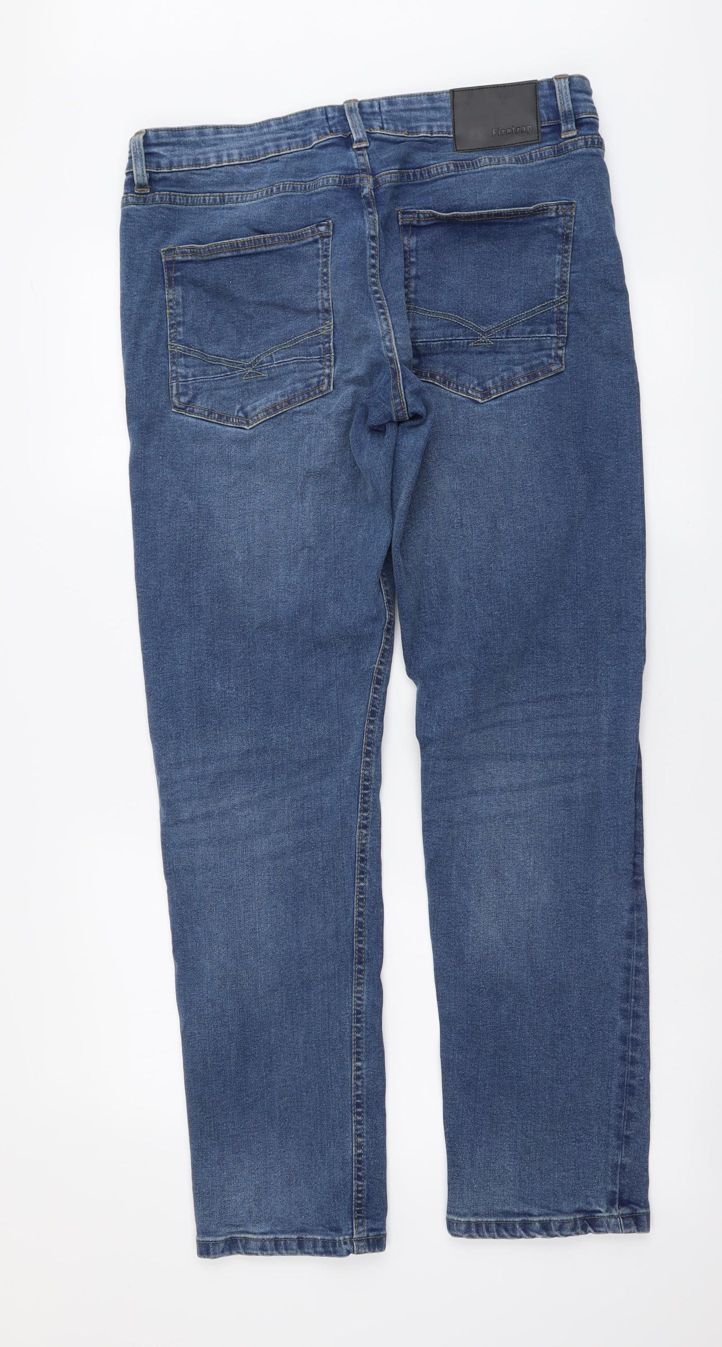 Firetrap Mens Blue Cotton Straight Jeans Size 32 in L32 in Regular Button