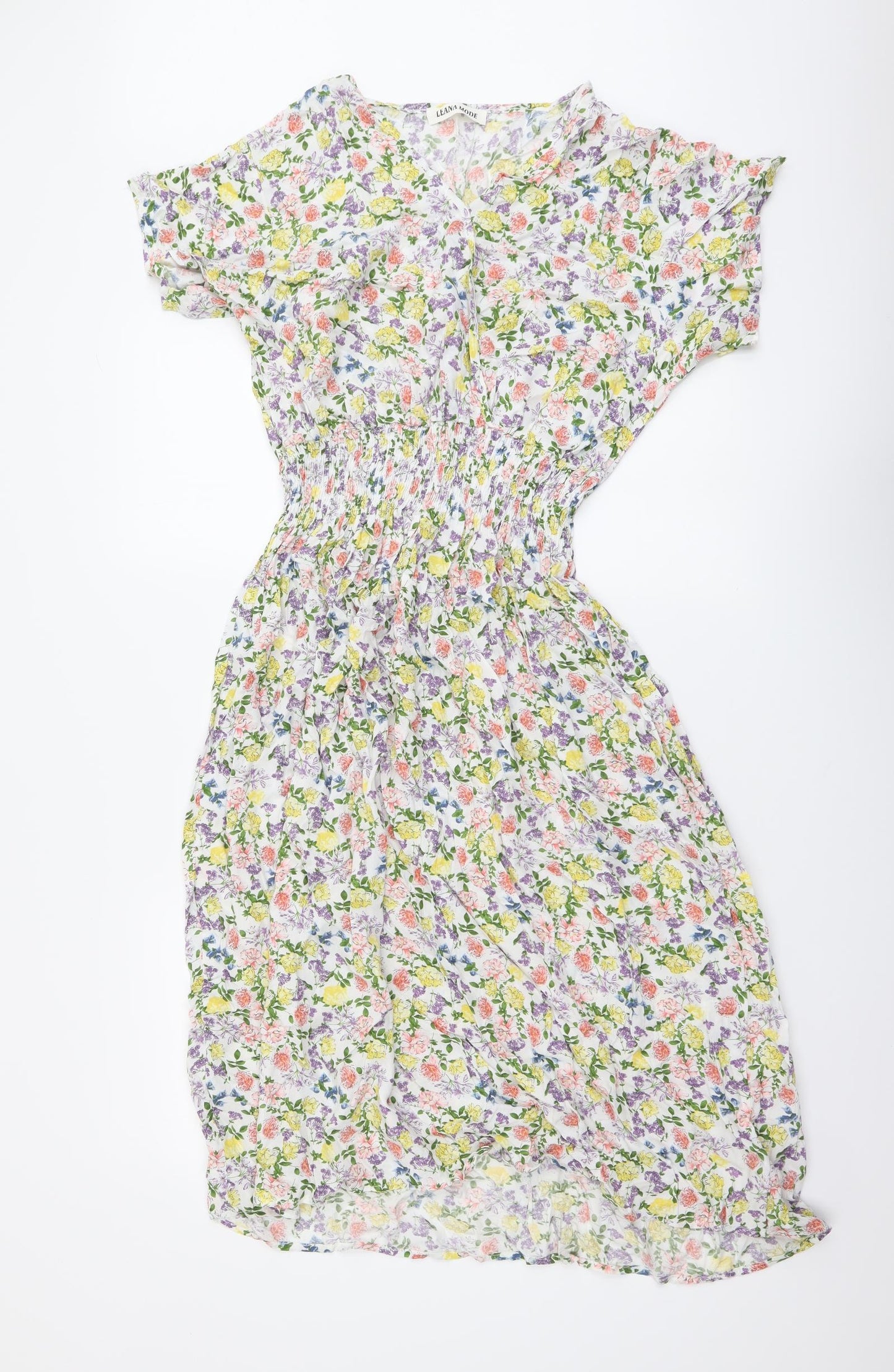 Leana Mode Womens Multicoloured Floral Viscose A-Line Size M V-Neck Pullover