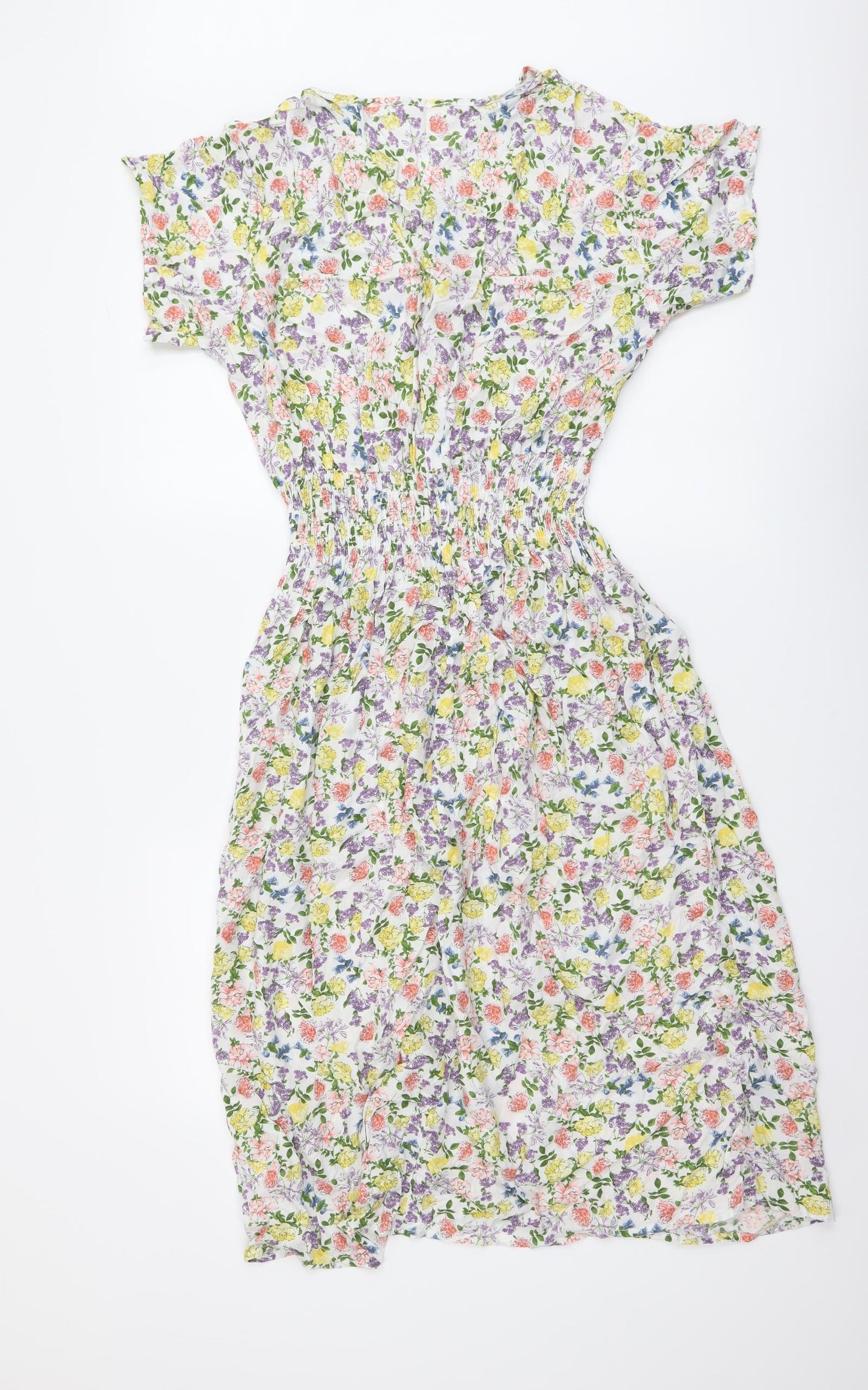 Leana Mode Womens Multicoloured Floral Viscose A-Line Size M V-Neck Pullover