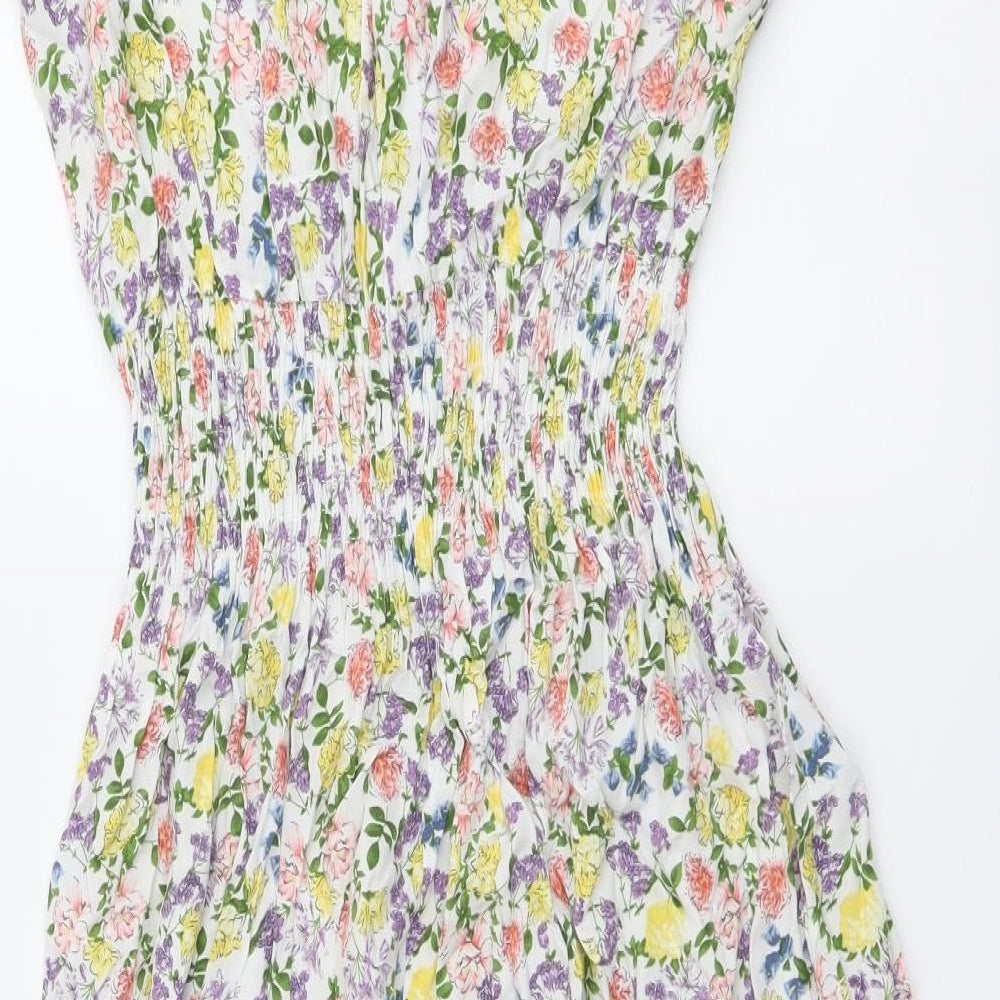 Leana Mode Womens Multicoloured Floral Viscose A-Line Size M V-Neck Pullover