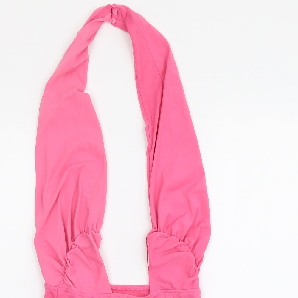 Zara Womens Pink Polyester Bodysuit One-Piece Size M Snap