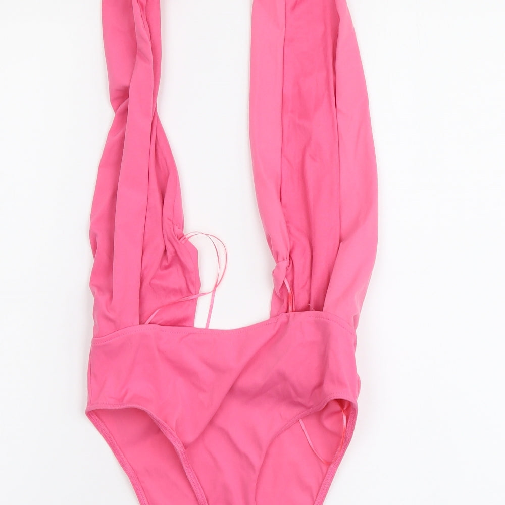 Zara Womens Pink Polyester Bodysuit One-Piece Size M Snap