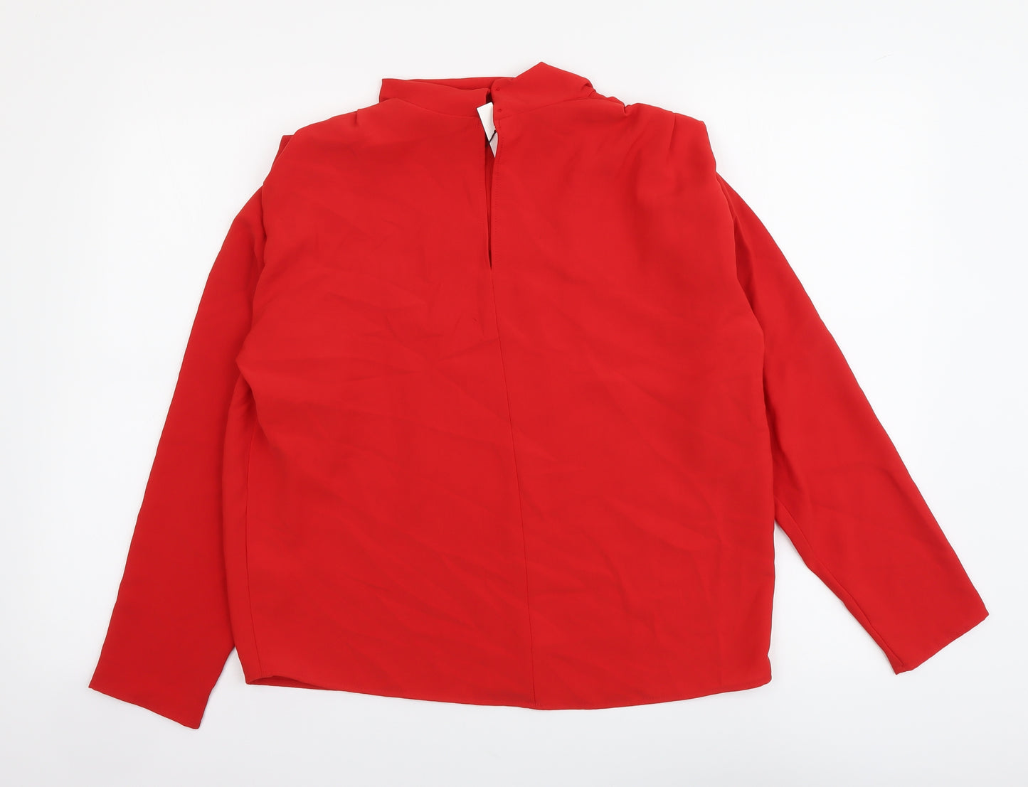 Zara Womens Red Polyester Basic Blouse Size S Mock Neck