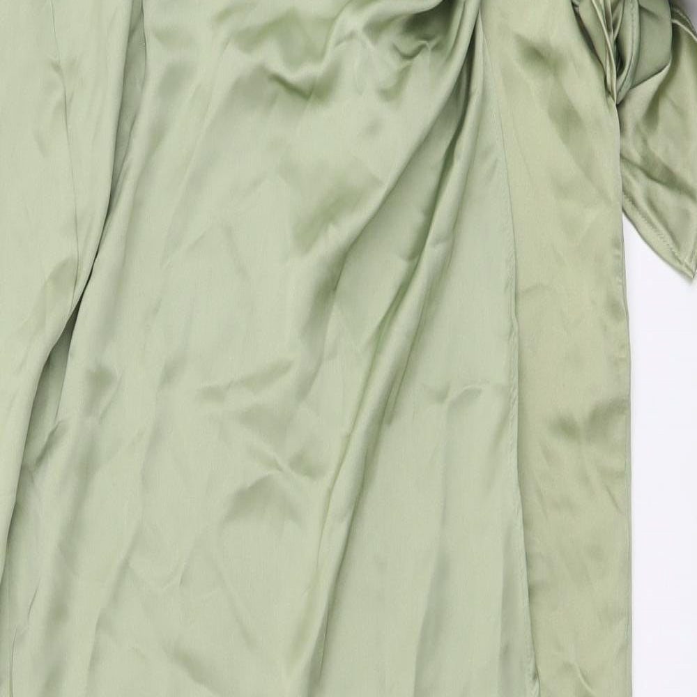 Zara Womens Green Polyester Wrap Skirt Size M Tie