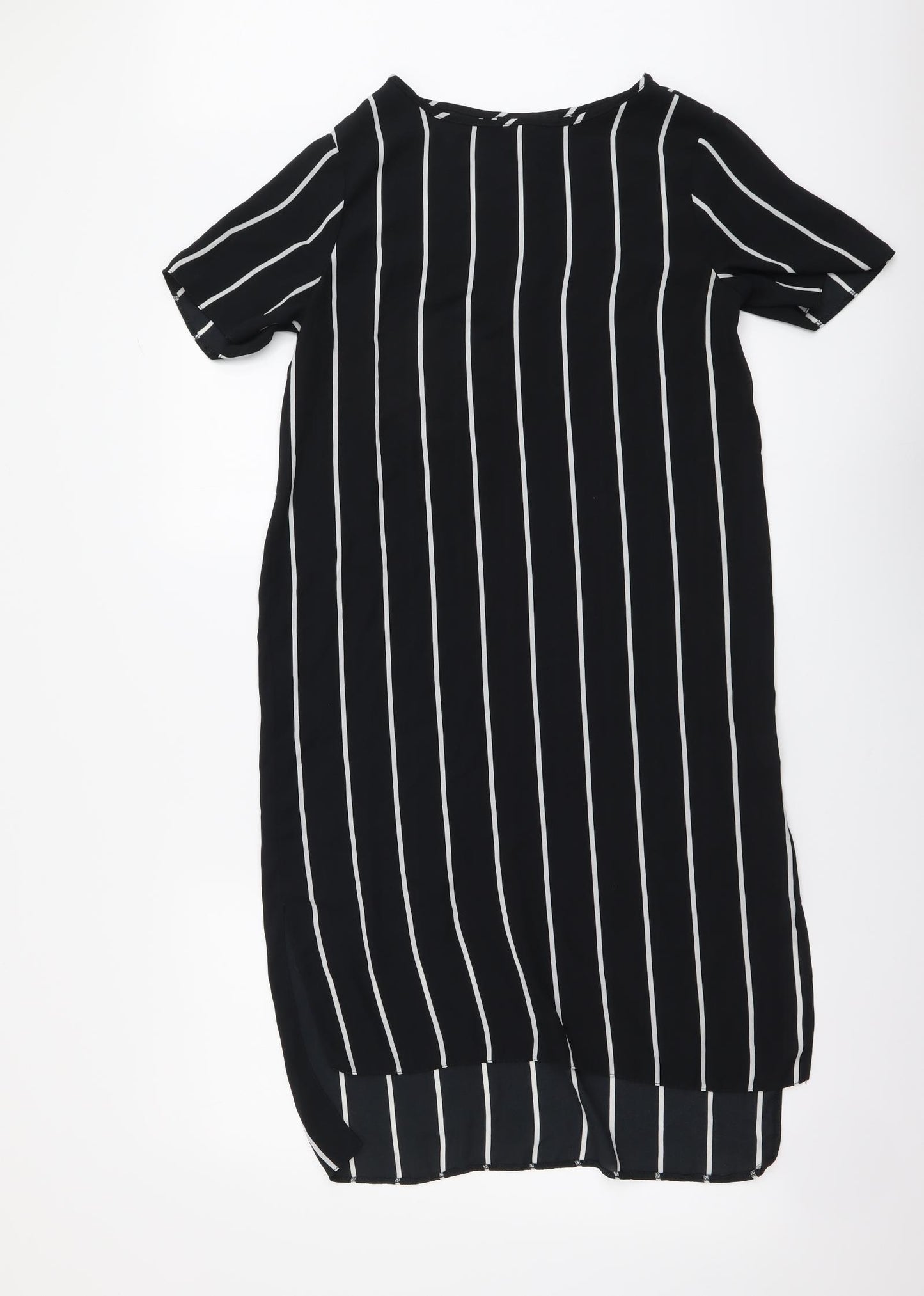 Atmosphere Womens Black Striped Polyester T-Shirt Dress Size 8 Round Neck Pullover
