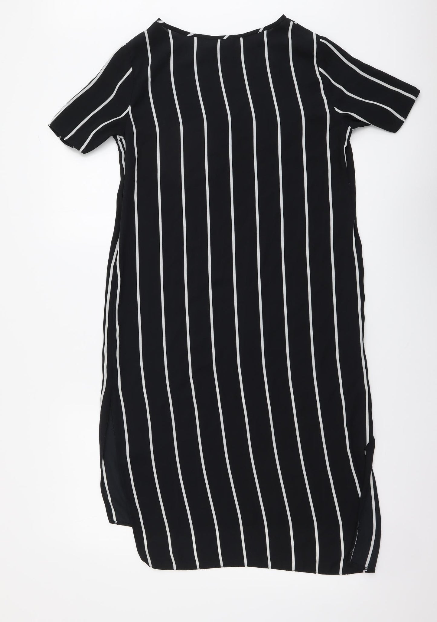 Atmosphere Womens Black Striped Polyester T-Shirt Dress Size 8 Round Neck Pullover