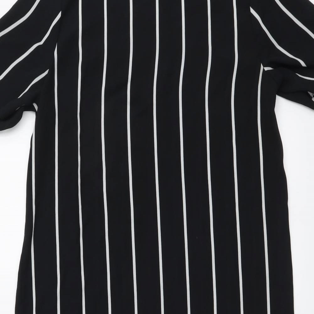 Atmosphere Womens Black Striped Polyester T-Shirt Dress Size 8 Round Neck Pullover
