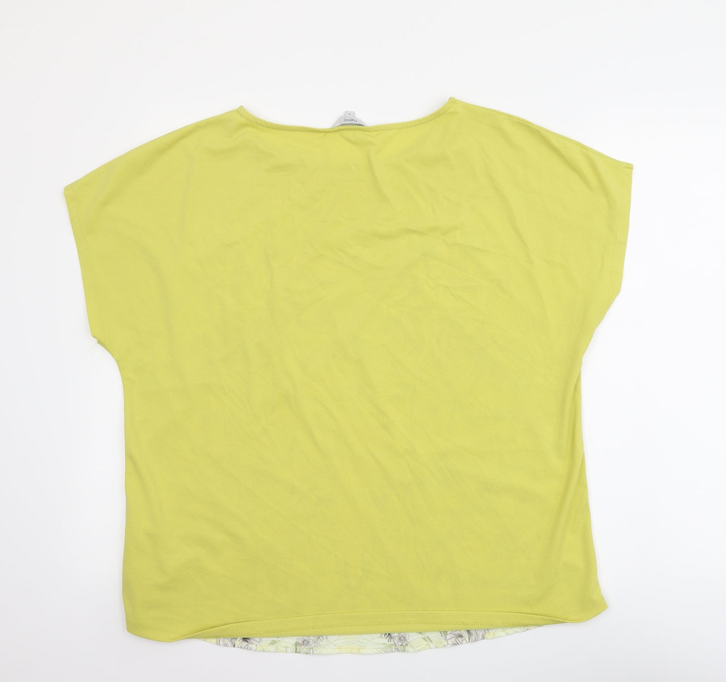 NEXT Womens Yellow Floral Polyester Basic Blouse Size 16 Boat Neck