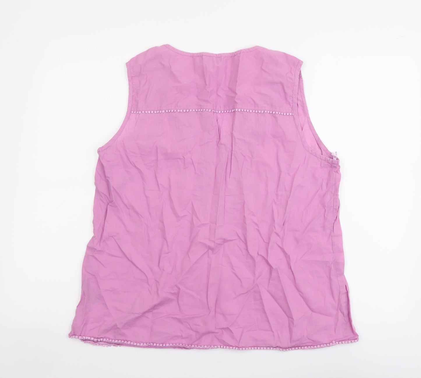 M&Co Womens Purple Cotton Basic Tank Size 16 V-Neck