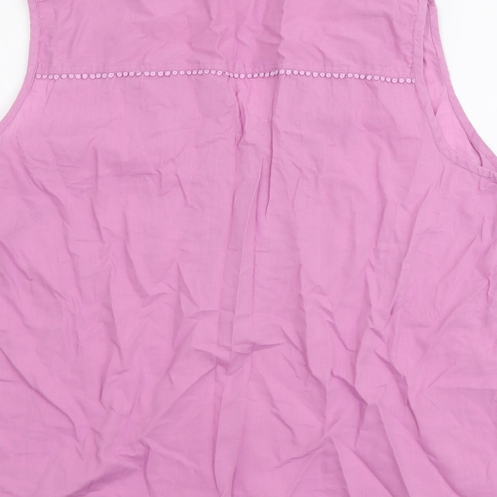 M&Co Womens Purple Cotton Basic Tank Size 16 V-Neck