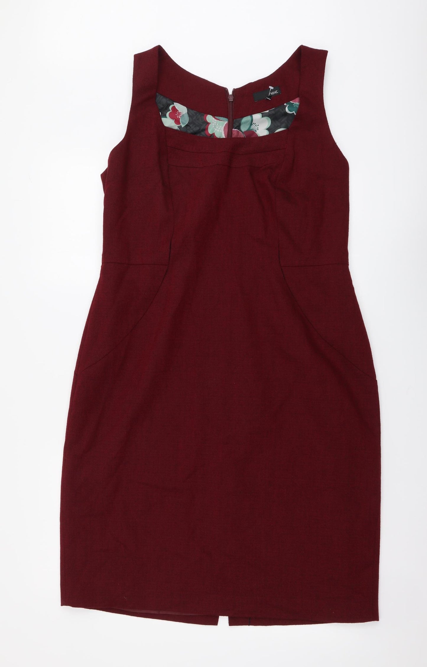 NEXT Womens Red Polyester Tank Dress Size 16 Square Neck Zip