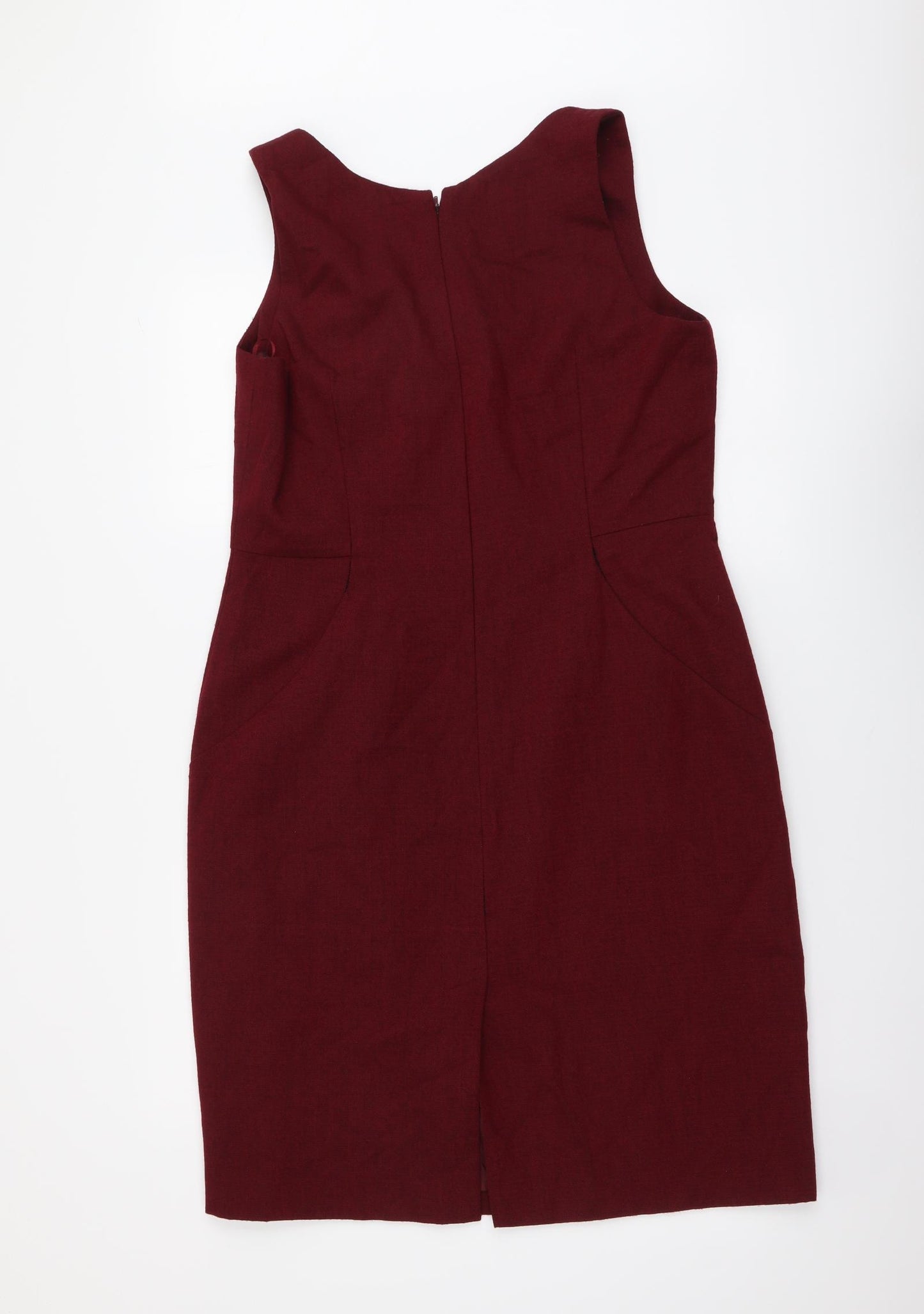 NEXT Womens Red Polyester Tank Dress Size 16 Square Neck Zip