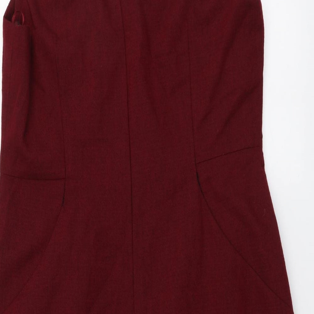 NEXT Womens Red Polyester Tank Dress Size 16 Square Neck Zip