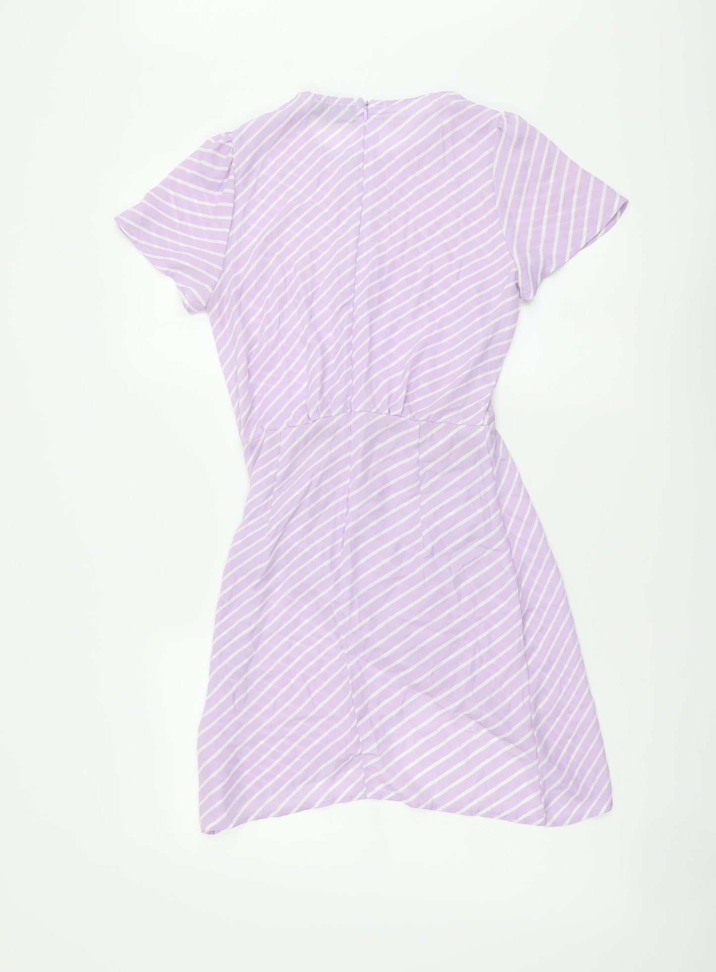 PRETTYLITTLETHING Womens Purple Striped Polyester Mini Size 4 Round Neck Pullover