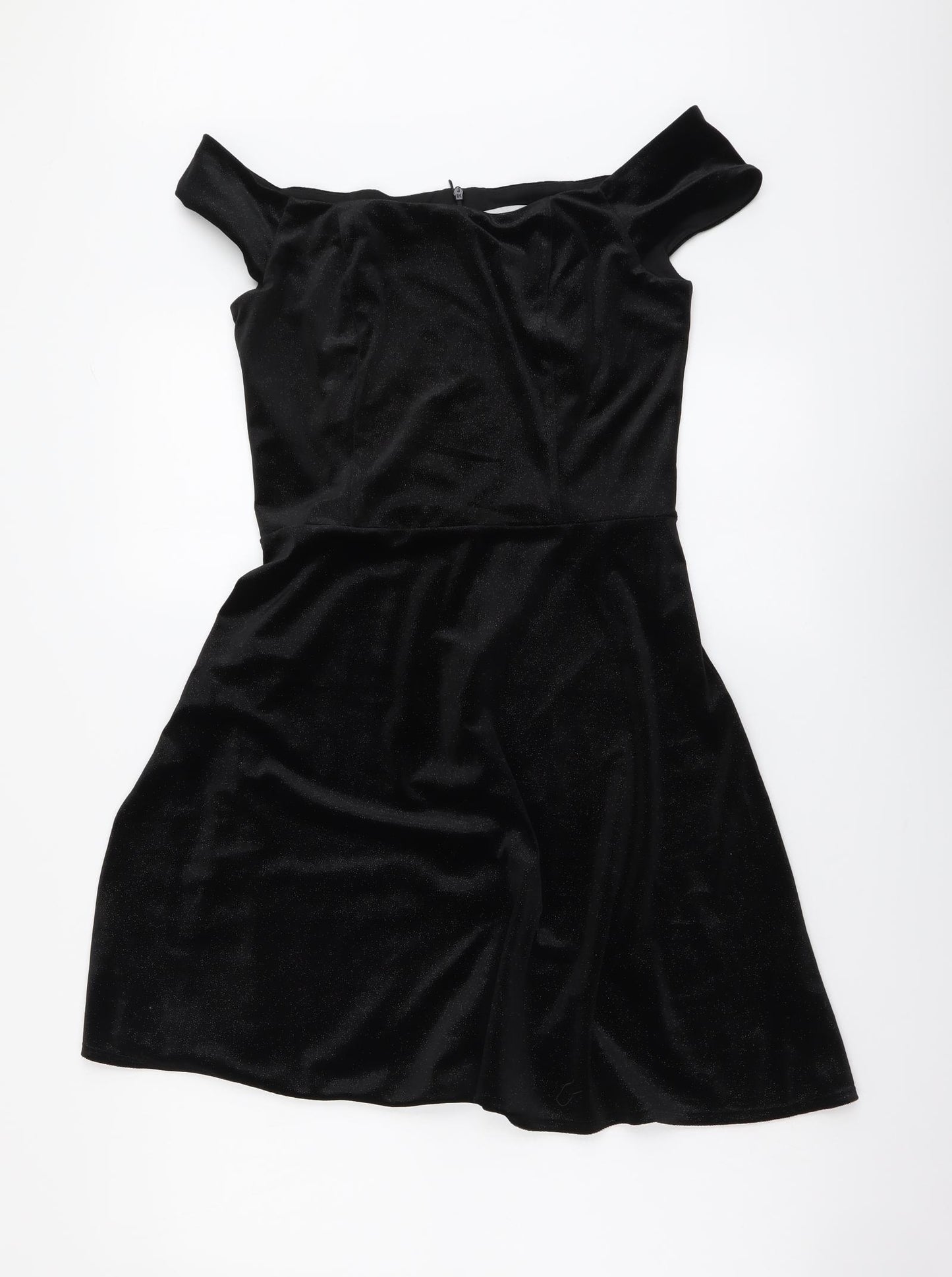 Red Herring Womens Black Polyester A-Line Size 12 Off the Shoulder Pullover